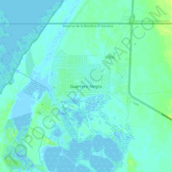 Mapa topográfico Guerrero Negro, altitud, relieve