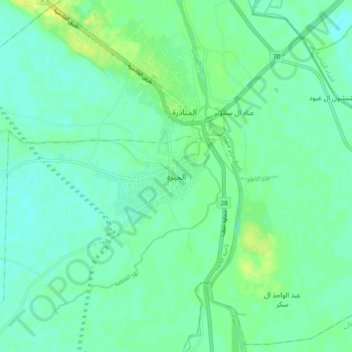 Mapa topográfico Al-Hirah, altitud, relieve