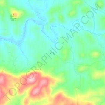 Mapa topográfico Jumbo, altitud, relieve