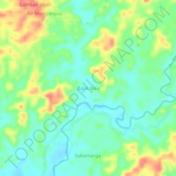 Mapa topográfico Batik Nau, altitud, relieve