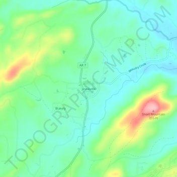 Mapa topográfico Jessieville, altitud, relieve