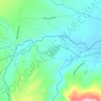 Mapa topográfico Liyang, altitud, relieve