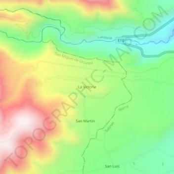 Mapa topográfico La Victoria, altitud, relieve
