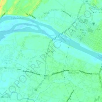 Mapa topográfico Tangid, altitud, relieve