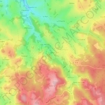 Mapa topográfico Parleix, altitud, relieve