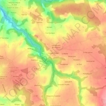 Mapa topográfico Cosquer Pinard, altitud, relieve