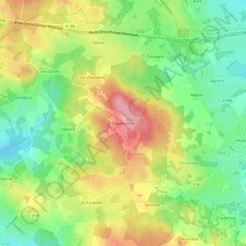 Mapa topográfico Chateauvieux, altitud, relieve