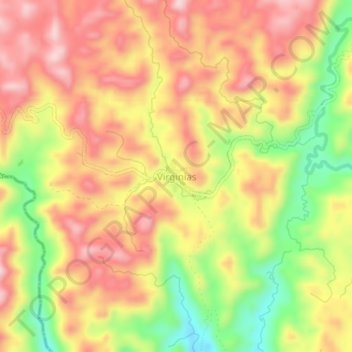 Mapa topográfico Virginias, altitud, relieve