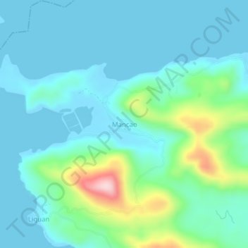 Mapa topográfico Mancao, altitud, relieve