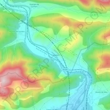 Mapa topográfico Peredilla, altitud, relieve