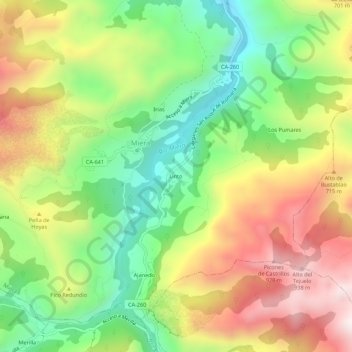 Mapa topográfico Linto, altitud, relieve