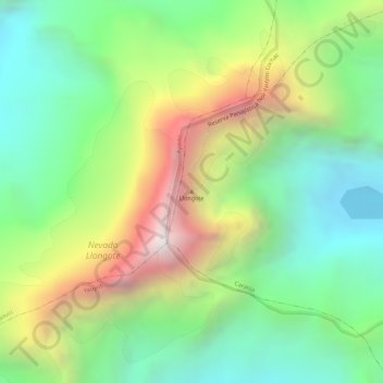 Mapa topográfico Llongote, altitud, relieve