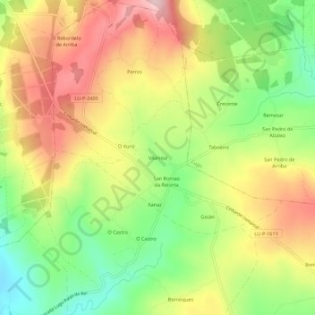 Mapa topográfico Vilarreal, altitud, relieve