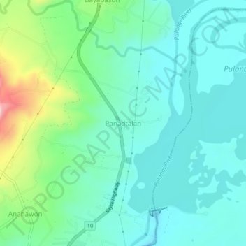Mapa topográfico Panadtalan, altitud, relieve