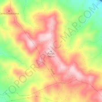 Mapa topográfico Peñas, altitud, relieve