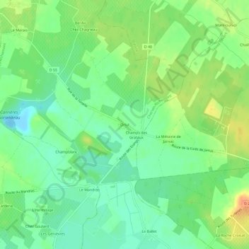 Mapa topográfico Orlut, altitud, relieve
