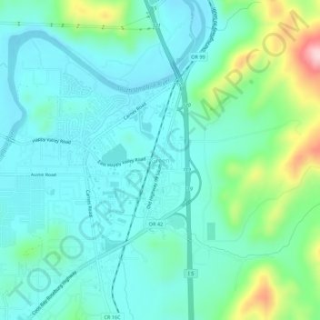 Mapa topográfico Green, altitud, relieve