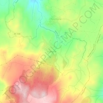 Mapa topográfico Gralheira, altitud, relieve