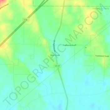 Mapa topográfico Glen Rose, altitud, relieve