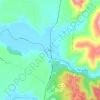 Mapa topográfico Sixes, altitud, relieve