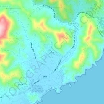 Mapa topográfico Chia, altitud, relieve