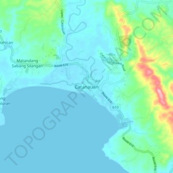 Mapa topográfico Catanauan, altitud, relieve