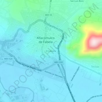 Mapa topográfico El Calvario, altitud, relieve