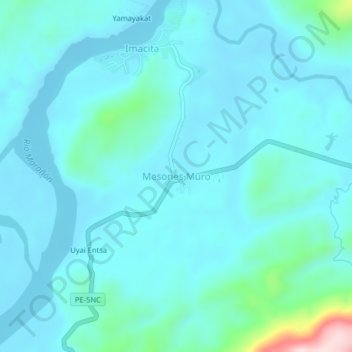 Mapa topográfico Mesones Muro, altitud, relieve
