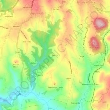 Mapa topográfico Ramilo, altitud, relieve
