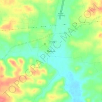 Mapa topográfico Charlotte, altitud, relieve