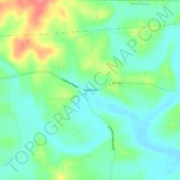 Mapa topográfico Wiseman, altitud, relieve