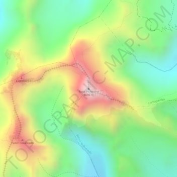 Mapa topográfico Rucu Pichincha, altitud, relieve