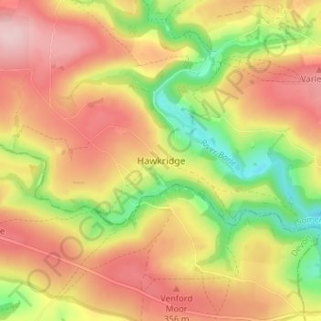 Mapa topográfico Hawkridge, altitud, relieve