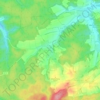 Mapa topográfico Lauterbrunn, altitud, relieve
