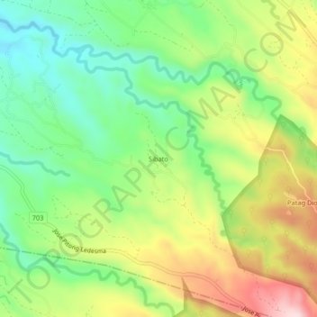 Mapa topográfico Sibato, altitud, relieve
