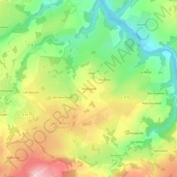 Mapa topográfico Montrignat, altitud, relieve