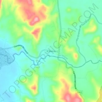 Mapa topográfico El Delirio, altitud, relieve