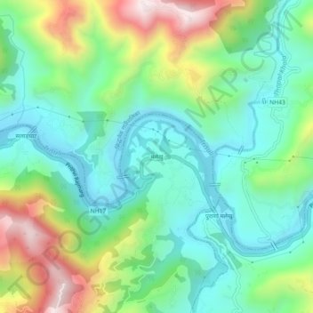 Mapa topográfico Malekhu, altitud, relieve