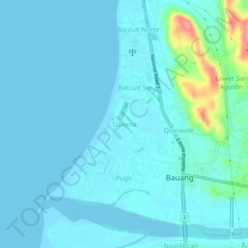 Mapa topográfico Taberna, altitud, relieve