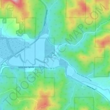 Mapa topográfico Otis, altitud, relieve