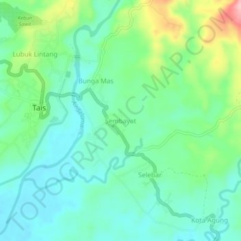 Mapa topográfico Sembayat, altitud, relieve