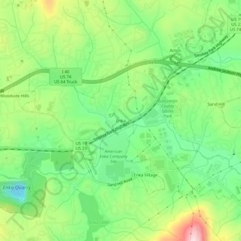 Mapa topográfico Enka, altitud, relieve