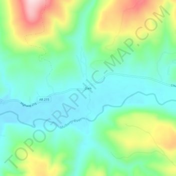Mapa topográfico Oark, altitud, relieve