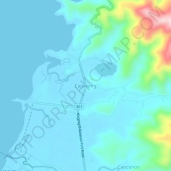 Mapa topográfico Capayang, altitud, relieve