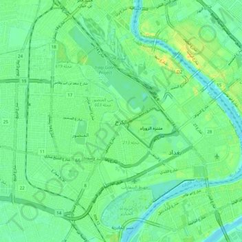 Mapa topográfico الكرخ, altitud, relieve