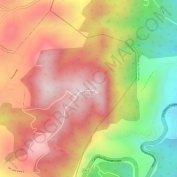 Mapa topográfico Cerro Alux, altitud, relieve