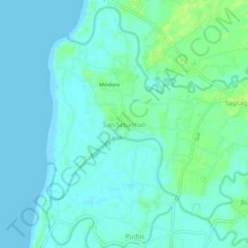 Mapa topográfico San Sebastian, altitud, relieve
