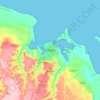 Mapa topográfico Mtwara, altitud, relieve