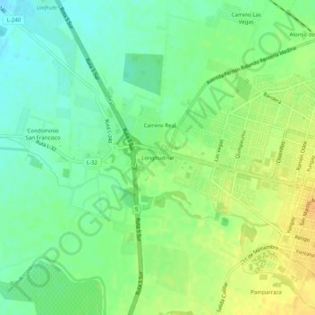 Mapa topográfico Longitudinal, altitud, relieve