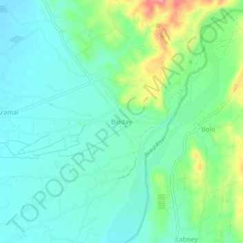 Mapa topográfico Binday, altitud, relieve